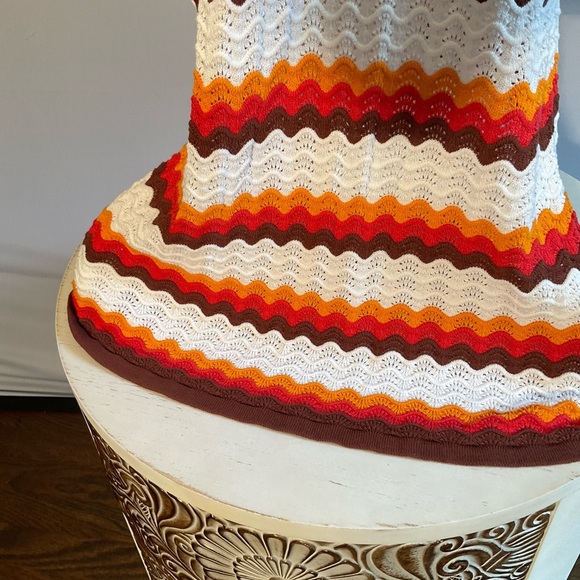 Bodycon Striking Striped Long Sleeve Crocheted Maxi Dress with Deep Scoop Back - Picture 9 of 16